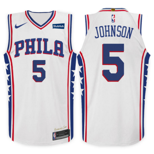 maglia amir johnson 5 2017-2018 philadelphia 76ers bianca