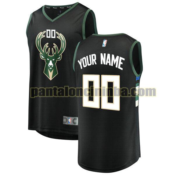 maglia bambino basket Custom 0 milwaukee bucks nero 2020