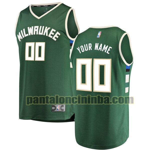 maglia bambino basket Custom 0 milwaukee bucks verde 2020