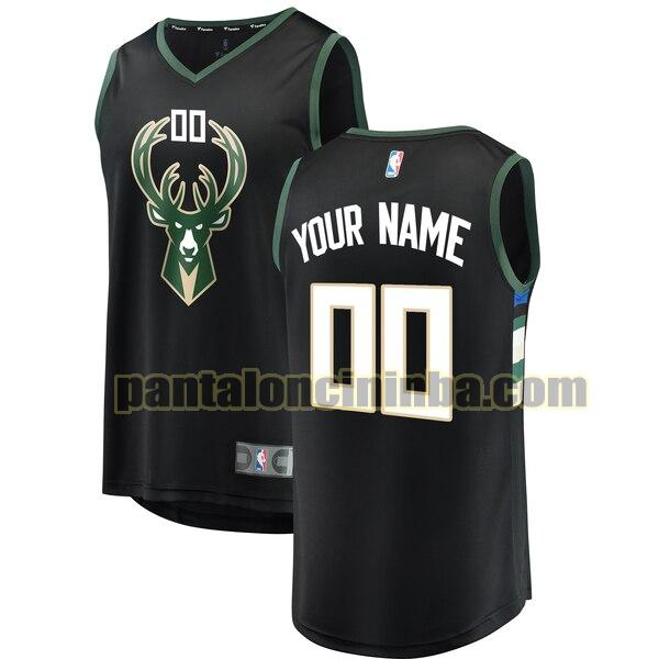 maglia basket Custom 0 milwaukee bucks nero 2020