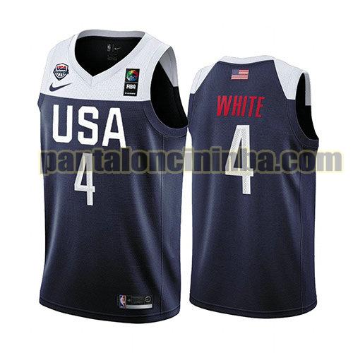 maglia basket Derrick White 4 usa 2019 blu