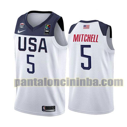 maglia basket Donovan Mitchell 5 usa 2019 bianca