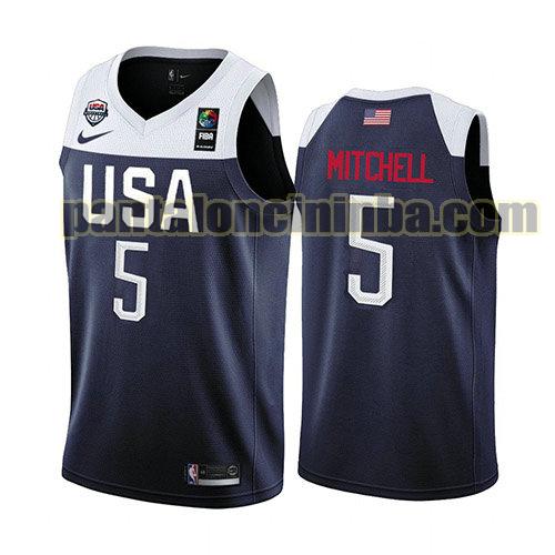 maglia basket Donovan Mitchell 5 usa 2019 blu