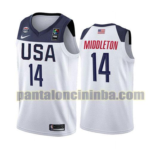 maglia basket Khris Middleton 14 usa 2019 bianca