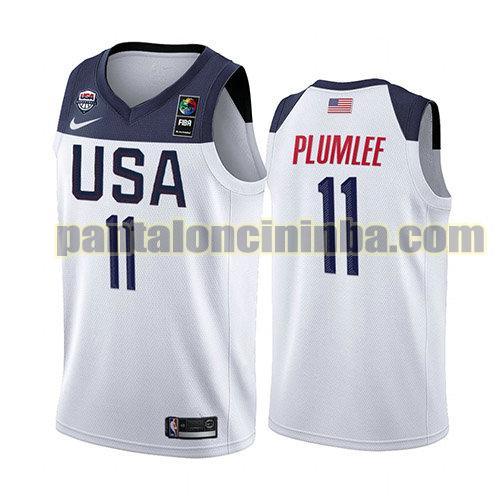 maglia basket Mason Plumlee 11 usa 2019 bianca