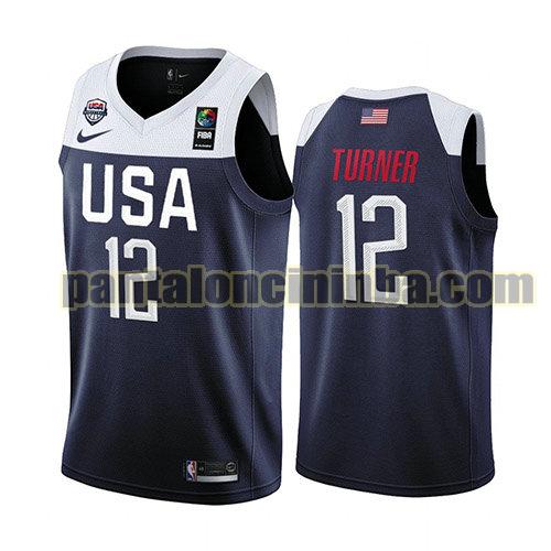 maglia basket Myles Turner 12 usa 2019 blu