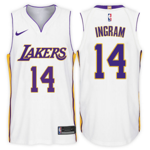 maglia brandon ingram 14 2017-2018 los angeles lakers bianca