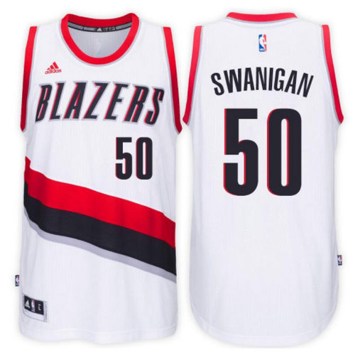 maglia caleb swanigan 50 2017 portland trail blazers bianca