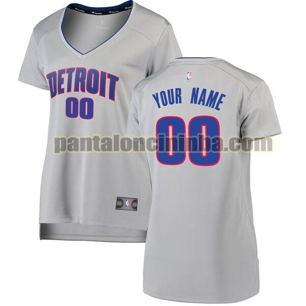 maglia donna basket Custom 0 detroit pistons grigio 2020