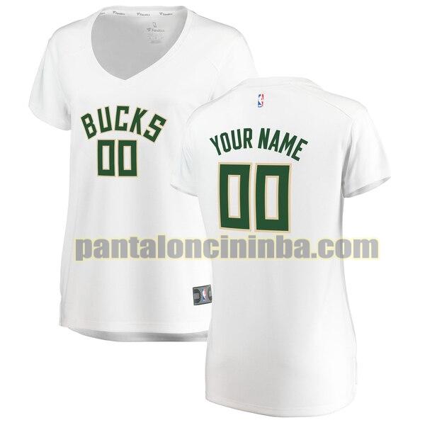 maglia donna basket Custom 0 milwaukee bucks bianca 2020