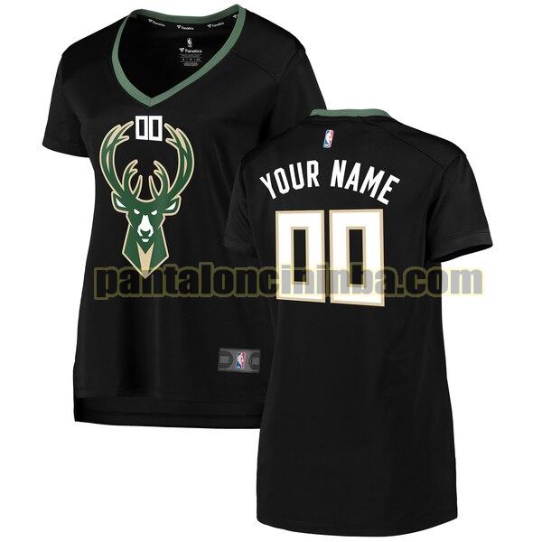 maglia donna basket Custom 0 milwaukee bucks nero 2020