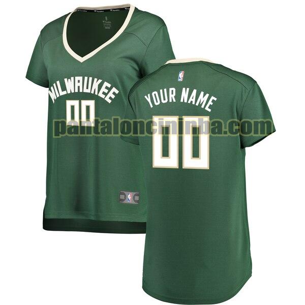 maglia donna basket Custom 0 milwaukee bucks verde 2020