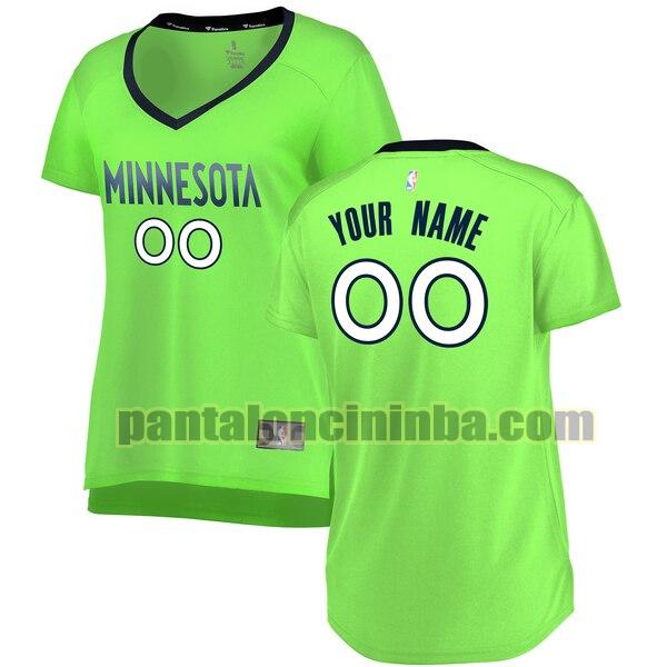 maglia donna basket Custom 0 minnesota timberwolves verde 2020