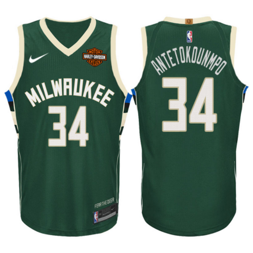 Maglia giannis antetokounmpo 34 2017-2018 Milwaukee Bucks verde