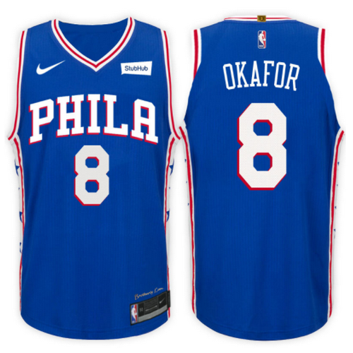 maglia jahlil okafor 8 2017-2018 philadelphia 76ers blu