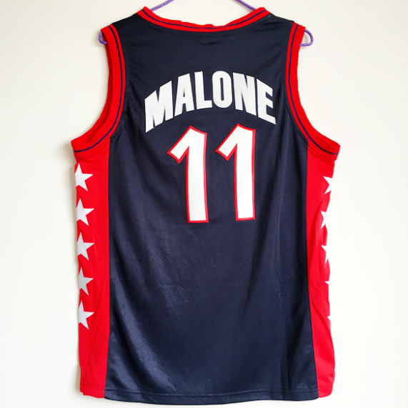 maglie uomo karl malone 11 nba usa 1996 blu