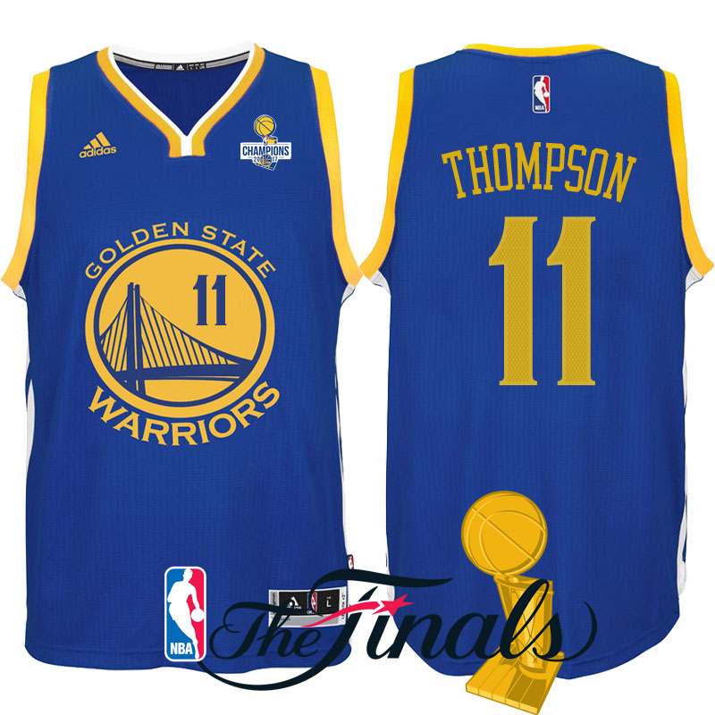 maglia klay thompson 11 finale campioni 2017 golden state warriors blu