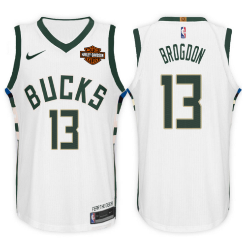 Maglia malcolm brogdon 13 2017-2018 Milwaukee Bucks bianca