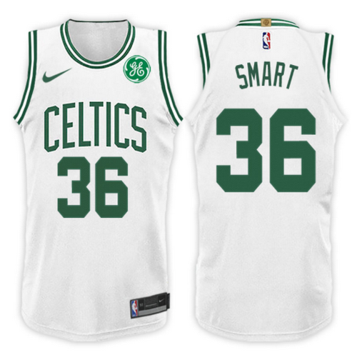 maglia basket marcus smart 36 2017-2018 boston celtics bianca