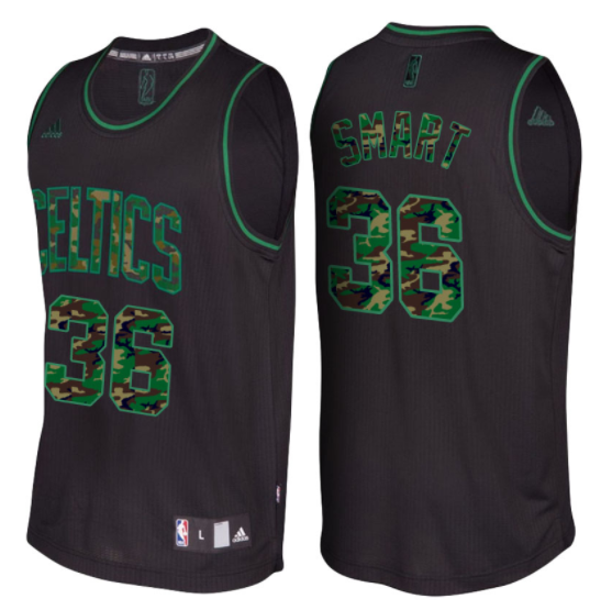 maglia marcus smart 36 boston celtics moda camo nero