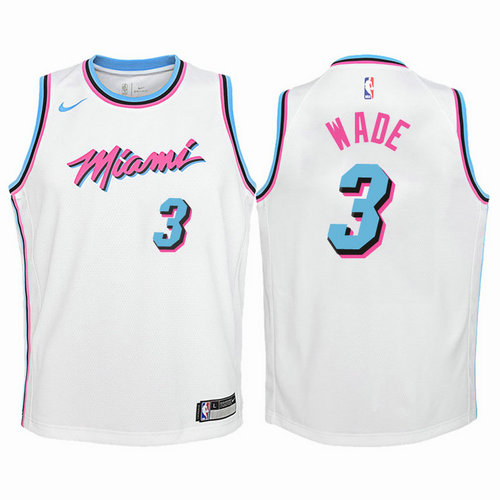 maglia miami heat bambino dwyane wade 3 2018 bianca