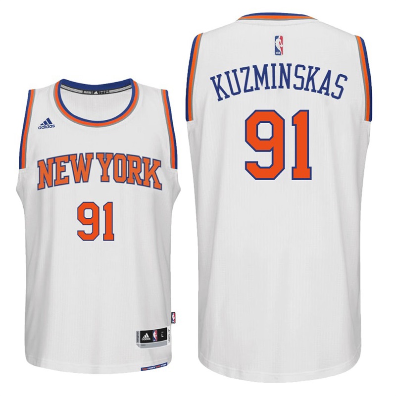 maglia mindaugas kuzminskas 91 2017 new york knicks bianca