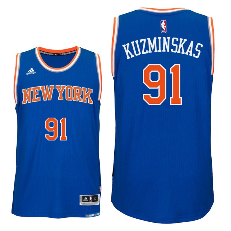 maglia mindaugas kuzminskas 91 2017 new york knicks blu