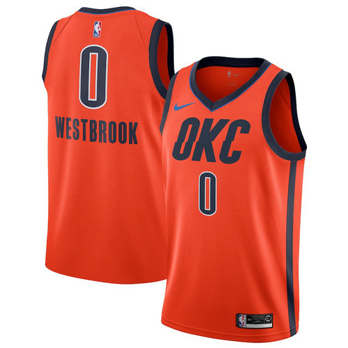 maglia russell westbrook 0 2018-2019 oklahoma city thunder Arancia