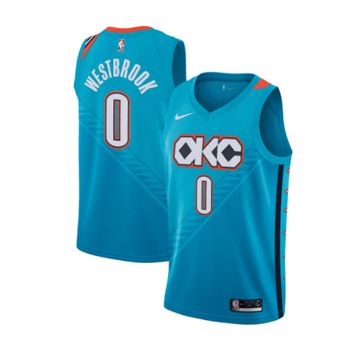 maglia russell westbrook 0 2018-2019 oklahoma city thunder verde