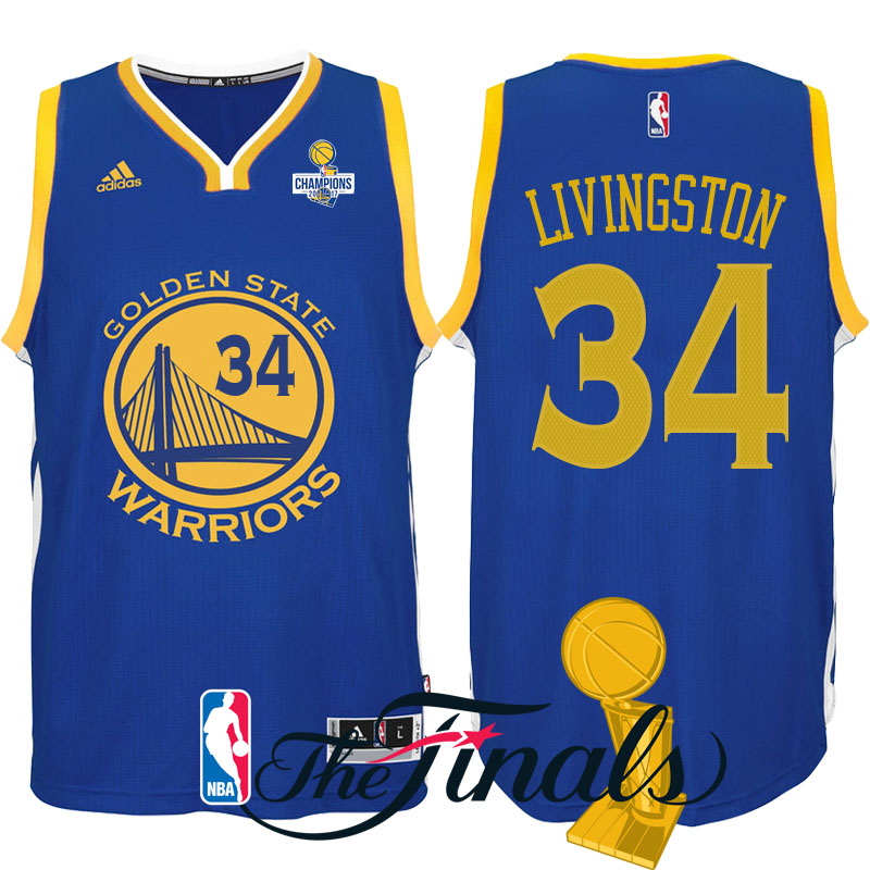 maglia shaun livingston 34 finale campioni 2017 golden state warriors blu