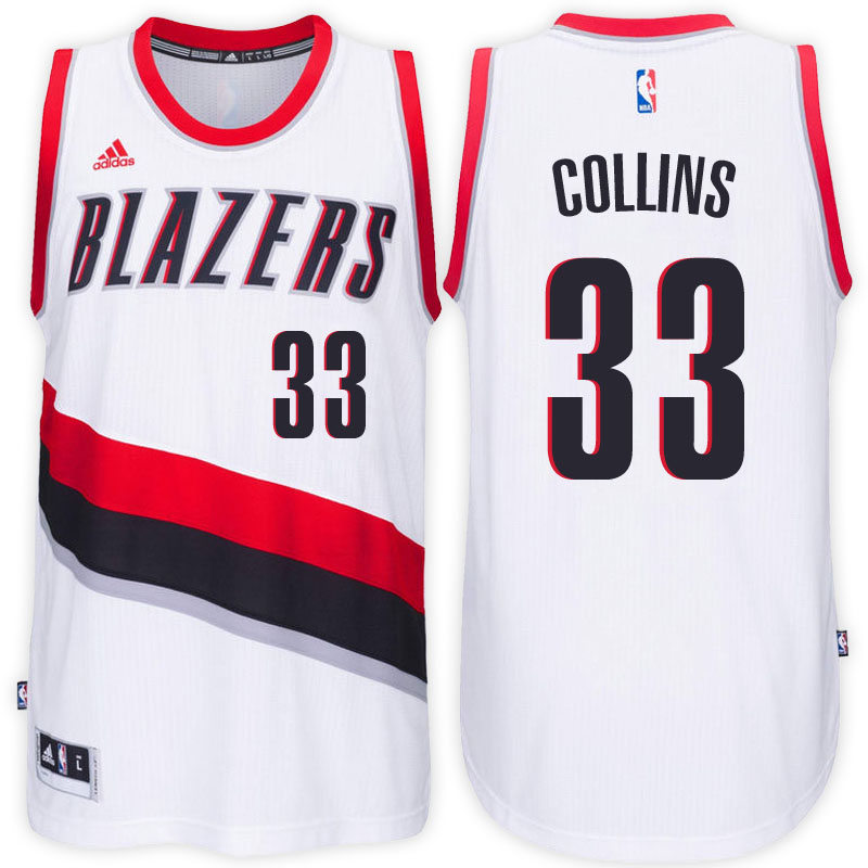 maglia zach collins 33 2017 portland trail blazers bianca