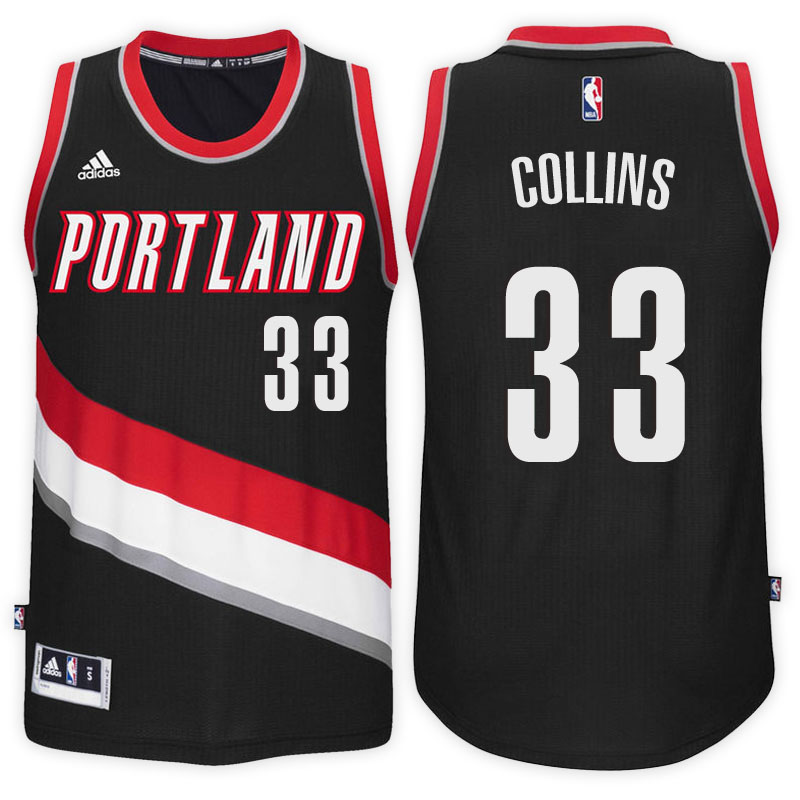 maglia zach collins 33 2017 portland trail blazers nero