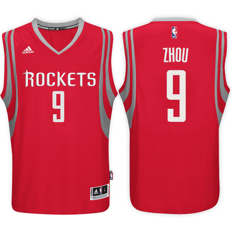 canotta nba zhou qi 9 houston rockets rosso